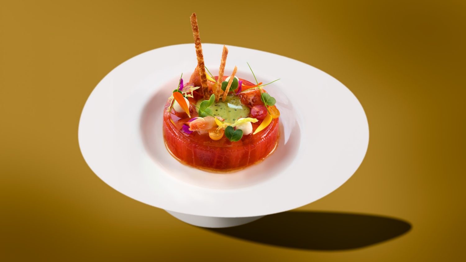 Tomate Cœur de bœuf, stracciatella basilic